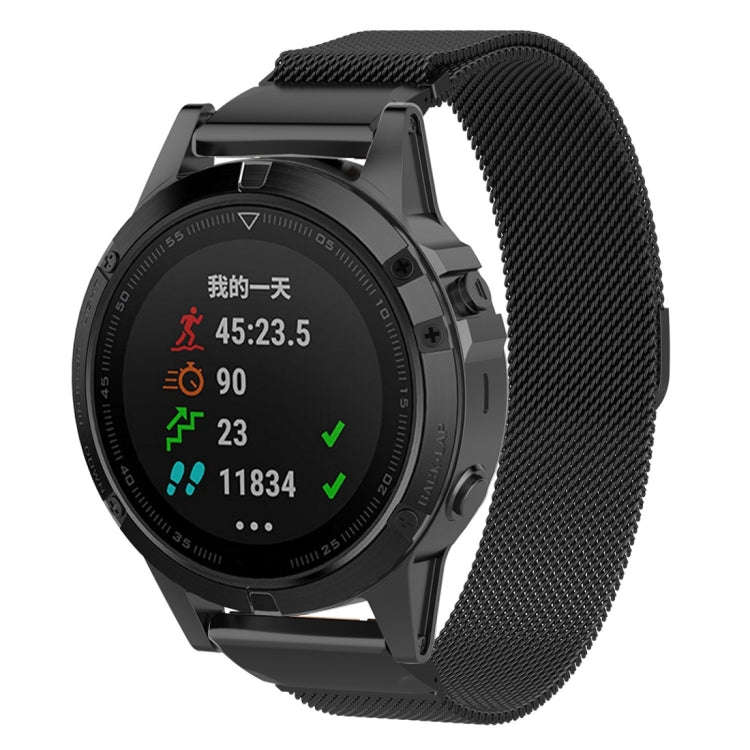 For Garmin Fenix 5X Milanese Watch Band(Rose Gold)