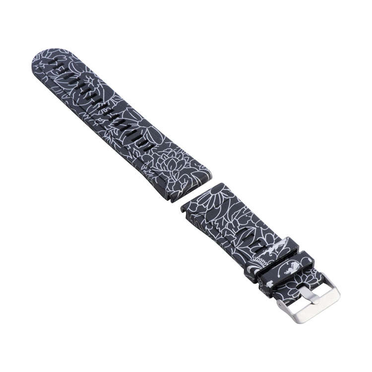 For Garmin Fenix 5X (26mm) / Fenix3 / Fenix3 HR Silicone Watch Band(Black Red Flowers)