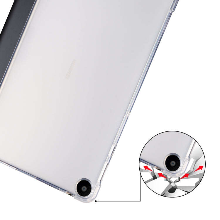 For Huawei MatePad SE 3-folding Transparent TPU Smart Leather Tablet Case with Pen Slot(Black)