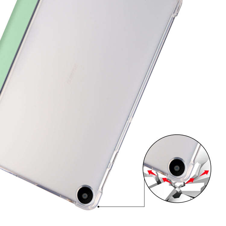 For Huawei MatePad SE 3-folding Transparent TPU Smart Leather Tablet Case with Pen Slot(Matcha Gr...