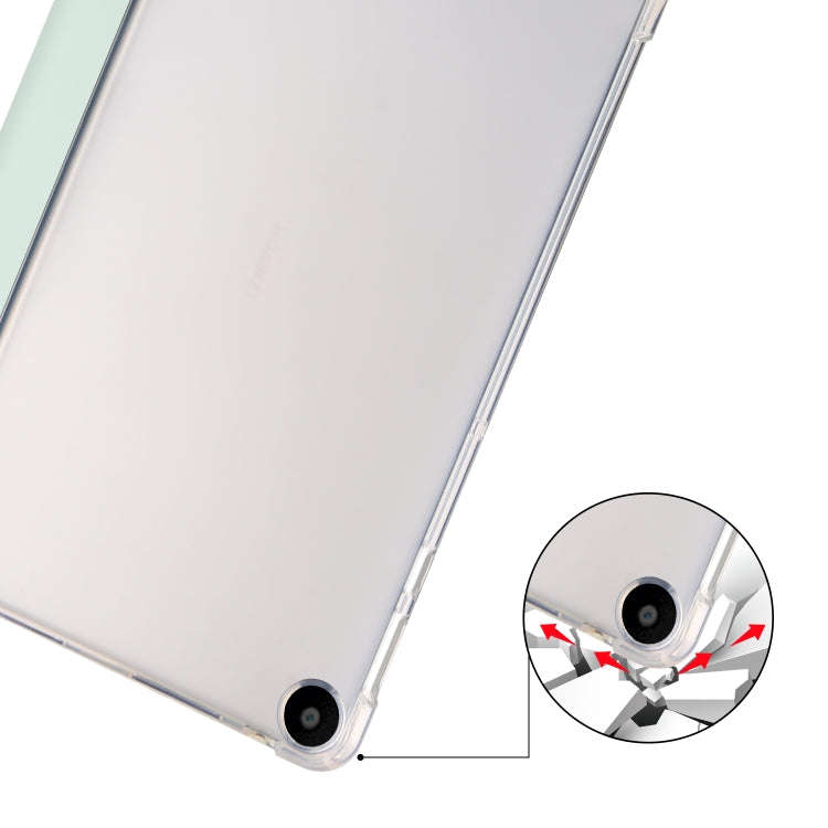 For Huawei MatePad SE 3-folding Transparent TPU Smart Leather Tablet Case with Pen Slot(Light Green)