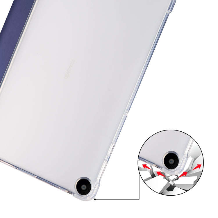 For Huawei MatePad SE 3-folding Transparent TPU Smart Leather Tablet Case with Pen Slot(Dark Blue)