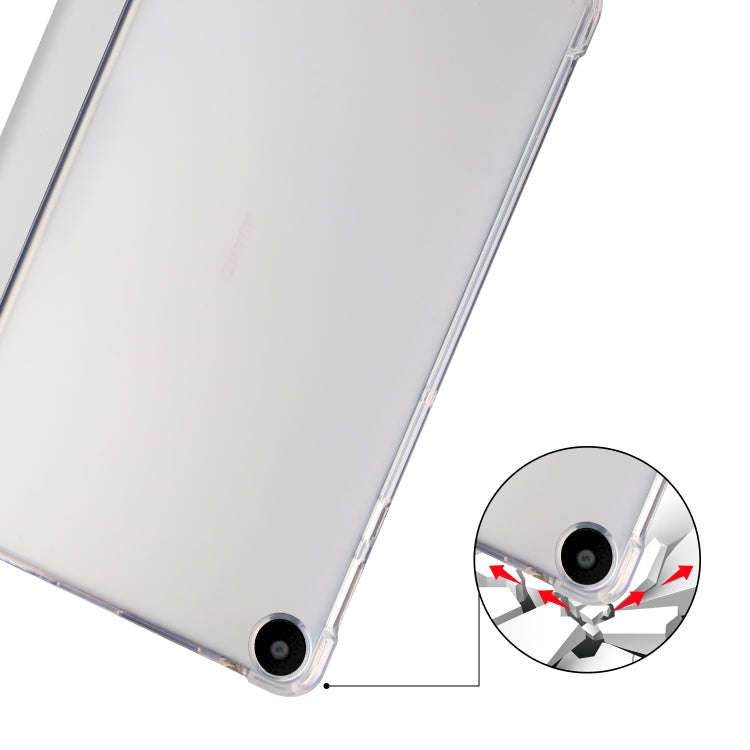 For Huawei MatePad SE 3-folding Transparent TPU Smart Leather Tablet Case with Pen Slot(Grey)