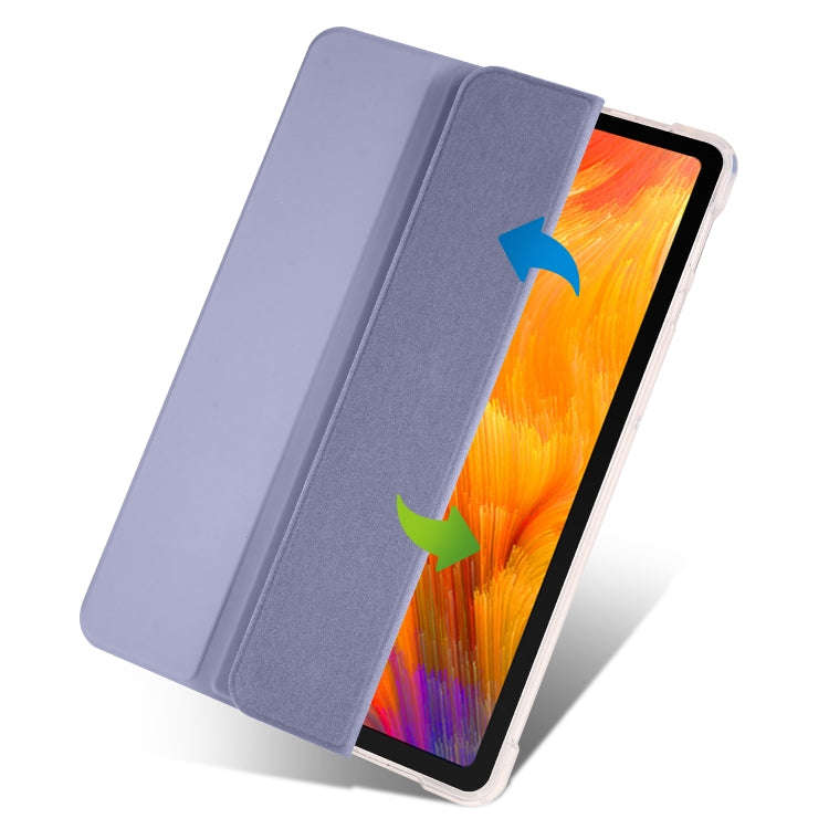 For Huawei MatePad SE 3-folding Transparent TPU Smart Leather Tablet Case with Pen Slot(Purple)