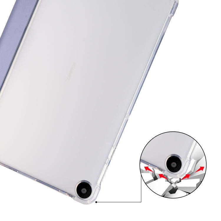 For Huawei MatePad SE 3-folding Transparent TPU Smart Leather Tablet Case with Pen Slot(Purple)