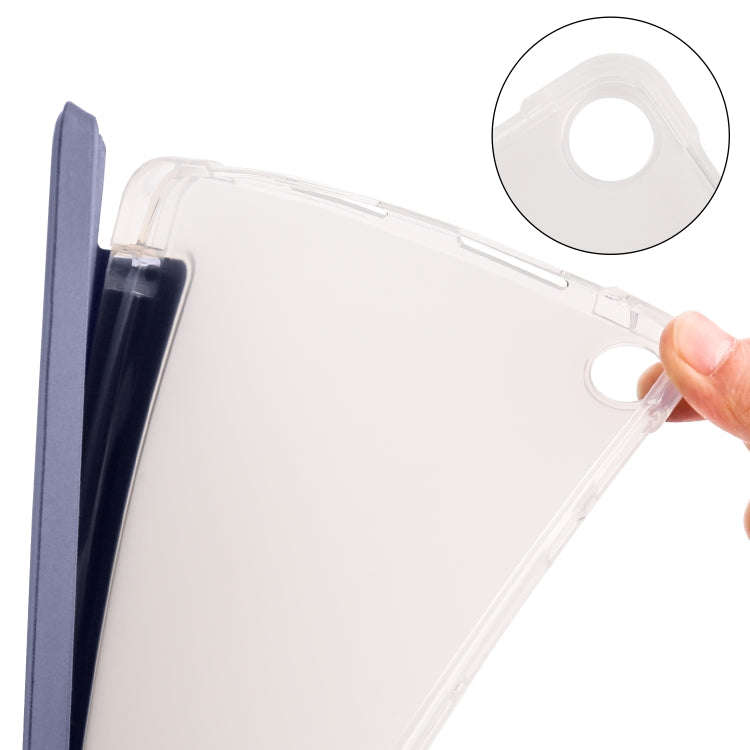 For Huawei MatePad SE 3-folding Transparent TPU Smart Leather Tablet Case with Pen Slot(Purple)