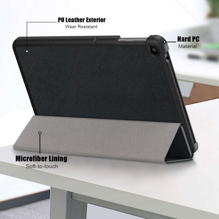 For Huawei Matepad SE 10.4 2022 Custer Pure Color 3-Fold Holder Leather Tablet Case(Black)