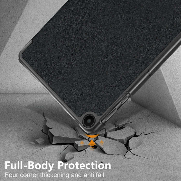 For Huawei Matepad SE 10.4 2022 Custer Pure Color 3-Fold Holder Leather Tablet Case(Black)