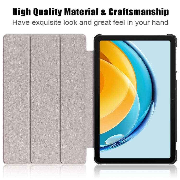 For Huawei Matepad SE 10.4 2022 Custer Pure Color 3-Fold Holder Leather Tablet Case(Dark Blue)
