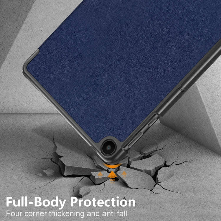 For Huawei Matepad SE 10.4 2022 Custer Pure Color 3-Fold Holder Leather Tablet Case(Dark Blue)