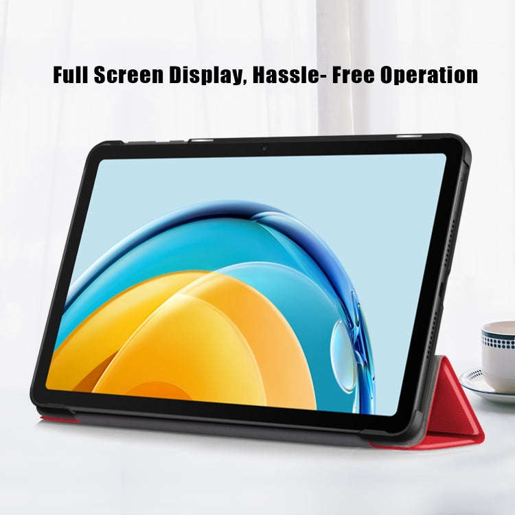 For Huawei Matepad SE 10.4 2022 Custer Pure Color 3-Fold Holder Leather Tablet Case(Red)