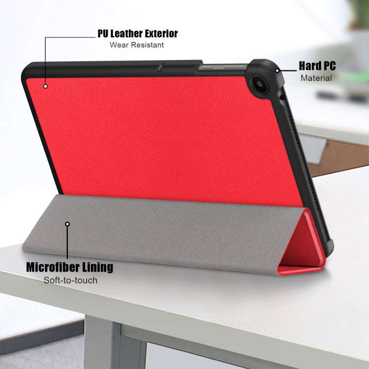 For Huawei Matepad SE 10.4 2022 Custer Pure Color 3-Fold Holder Leather Tablet Case(Red)