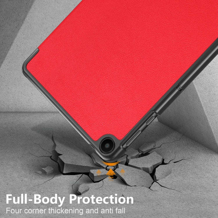 For Huawei Matepad SE 10.4 2022 Custer Pure Color 3-Fold Holder Leather Tablet Case(Red)