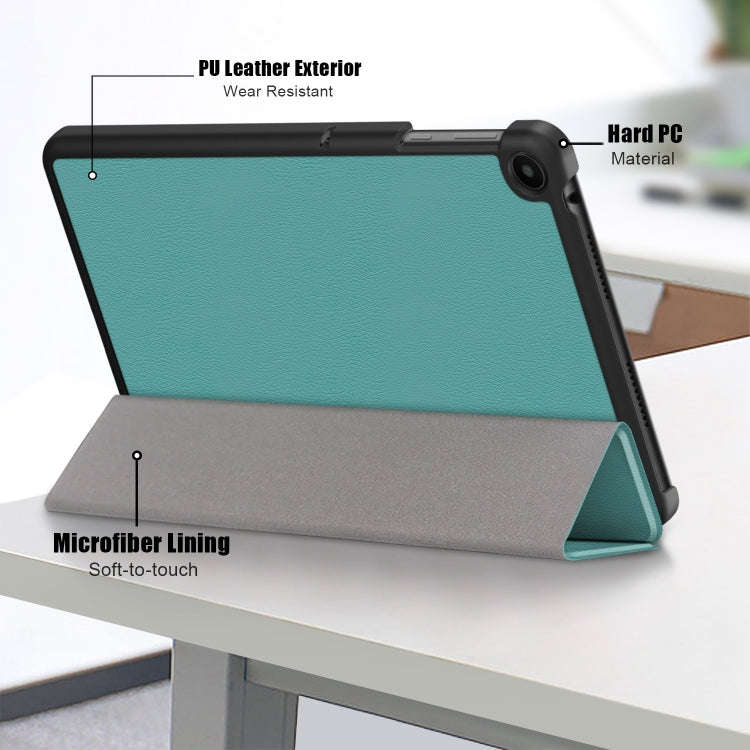 For Huawei Matepad SE 10.4 2022 Custer Pure Color 3-Fold Holder Leather Tablet Case(Dark Green)