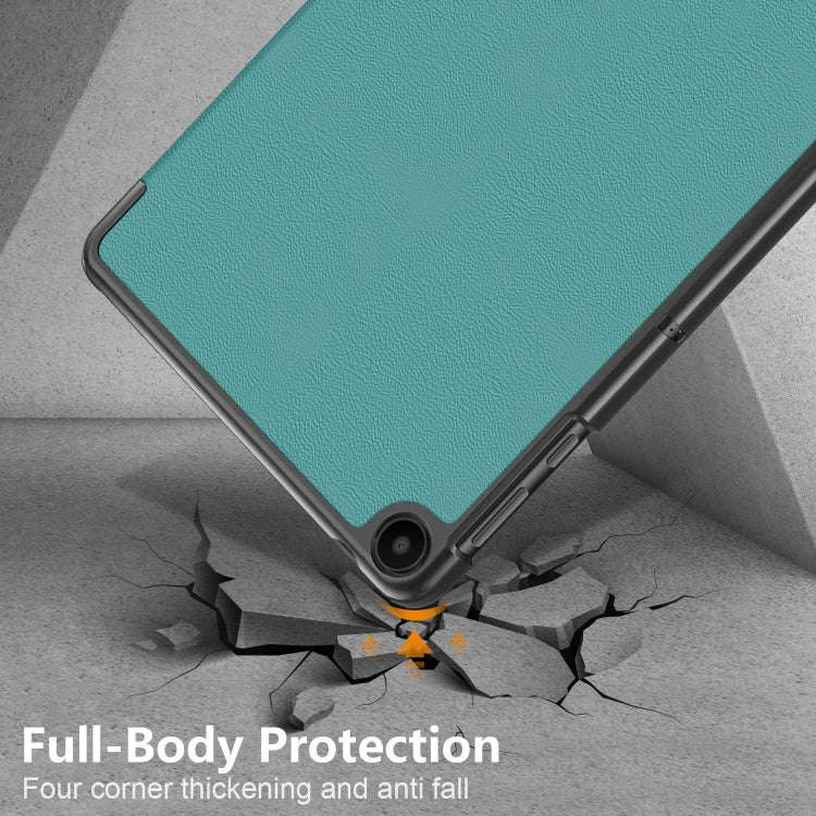 For Huawei Matepad SE 10.4 2022 Custer Pure Color 3-Fold Holder Leather Tablet Case(Dark Green)