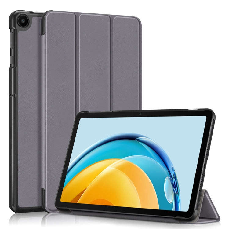 For Huawei Matepad SE 10.4 2022 Custer Pure Color 3-Fold Holder Leather Tablet Case(Grey)