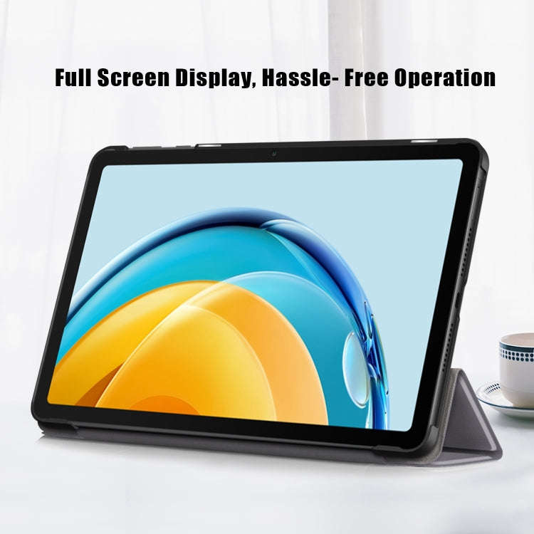 For Huawei Matepad SE 10.4 2022 Custer Pure Color 3-Fold Holder Leather Tablet Case(Grey)