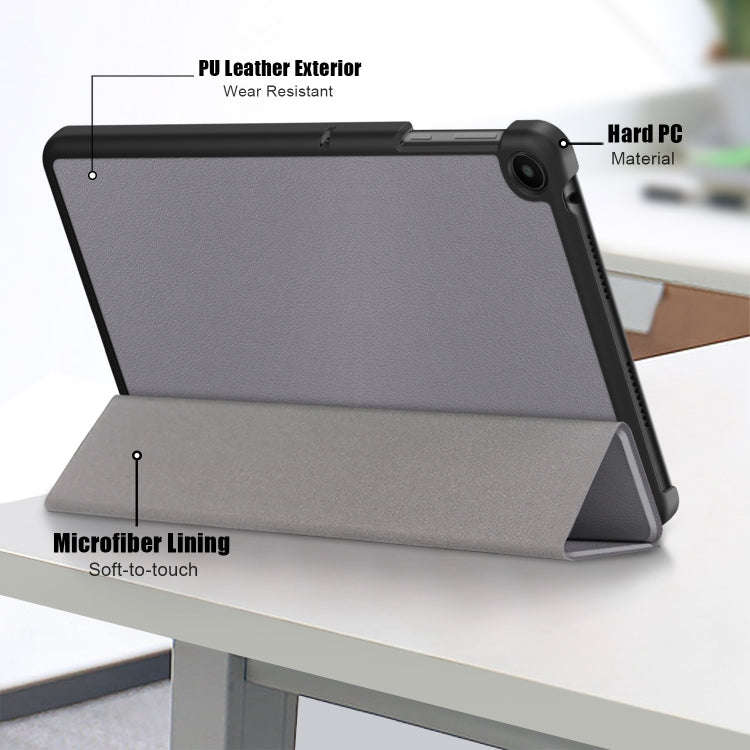 For Huawei Matepad SE 10.4 2022 Custer Pure Color 3-Fold Holder Leather Tablet Case(Grey)