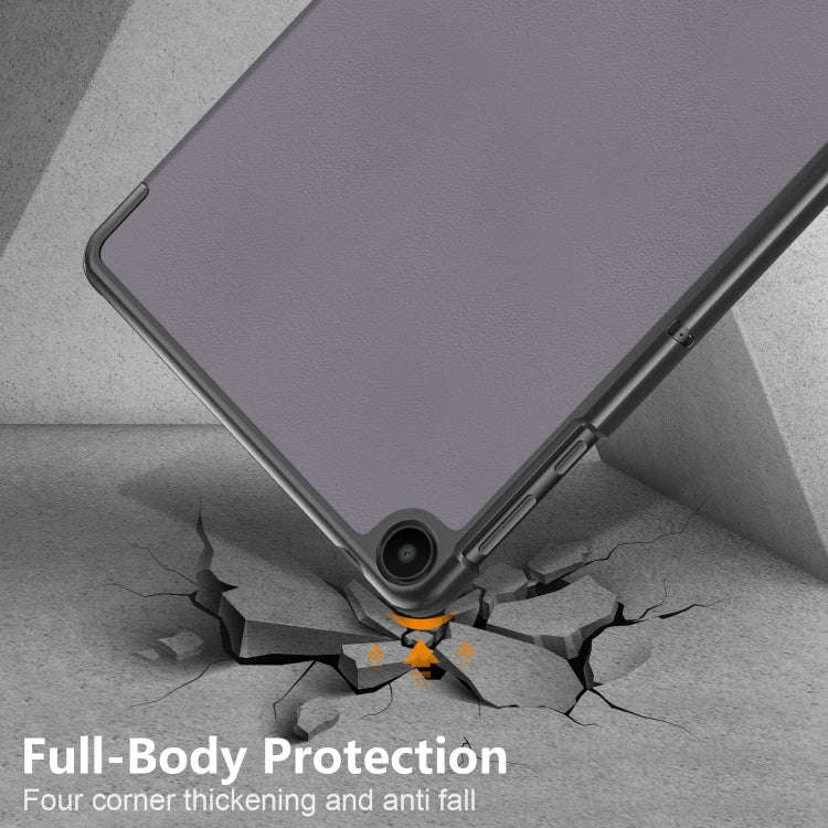 For Huawei Matepad SE 10.4 2022 Custer Pure Color 3-Fold Holder Leather Tablet Case(Grey)