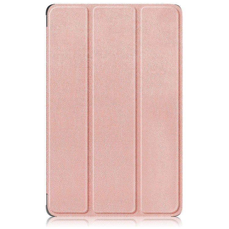 For Huawei Matepad SE 10.4 2022 Custer Pure Color 3-Fold Holder Leather Tablet Case(Rose Gold)