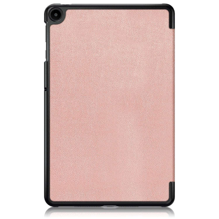 For Huawei Matepad SE 10.4 2022 Custer Pure Color 3-Fold Holder Leather Tablet Case(Rose Gold)