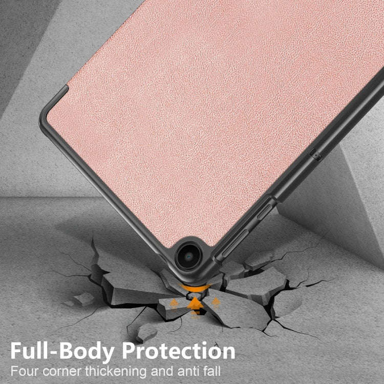For Huawei Matepad SE 10.4 2022 Custer Pure Color 3-Fold Holder Leather Tablet Case(Rose Gold)
