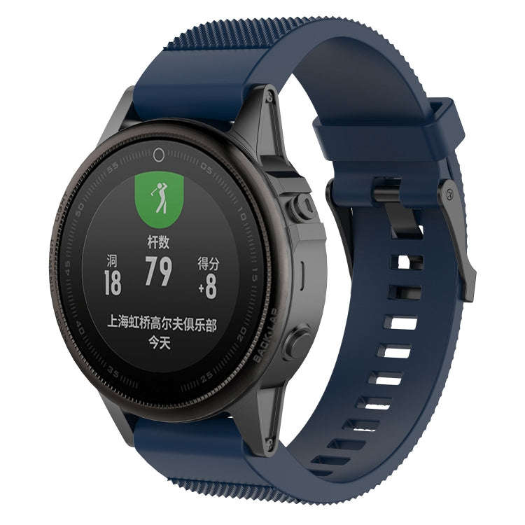 For Garmin Fenix5 (22mm) Silicone Watch Band(Dark Blue)