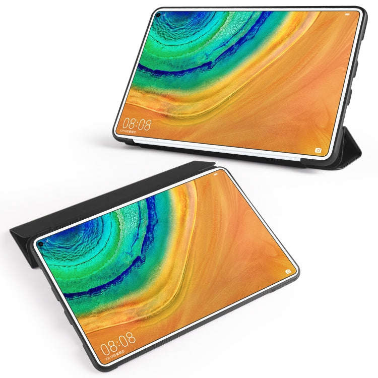 For Huawei MatePad Pro 10.8 inch 3-folding Horizontal Flip PU Leather + Shockproof Honeycomb TPU ...