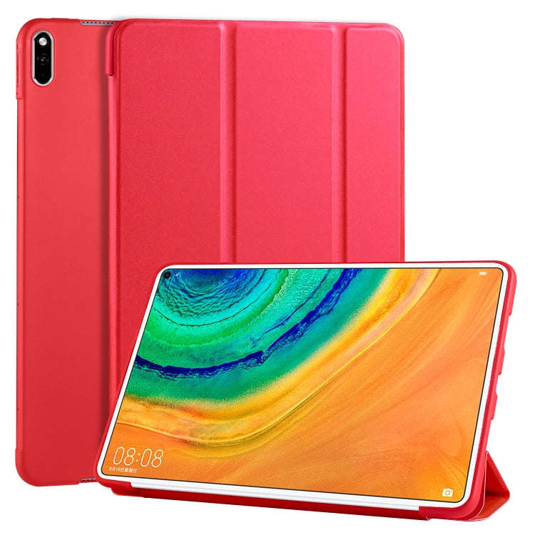 For Huawei MatePad Pro 10.8 inch 3-folding Horizontal Flip PU Leather + Shockproof Honeycomb TPU ...