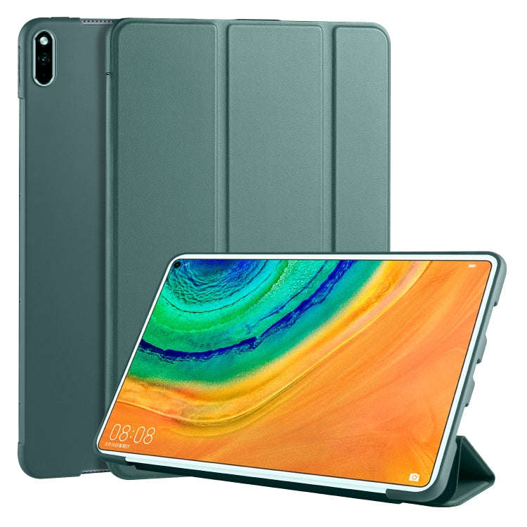 For Huawei MatePad Pro 10.8 inch 3-folding Horizontal Flip PU Leather + Shockproof Honeycomb TPU ...
