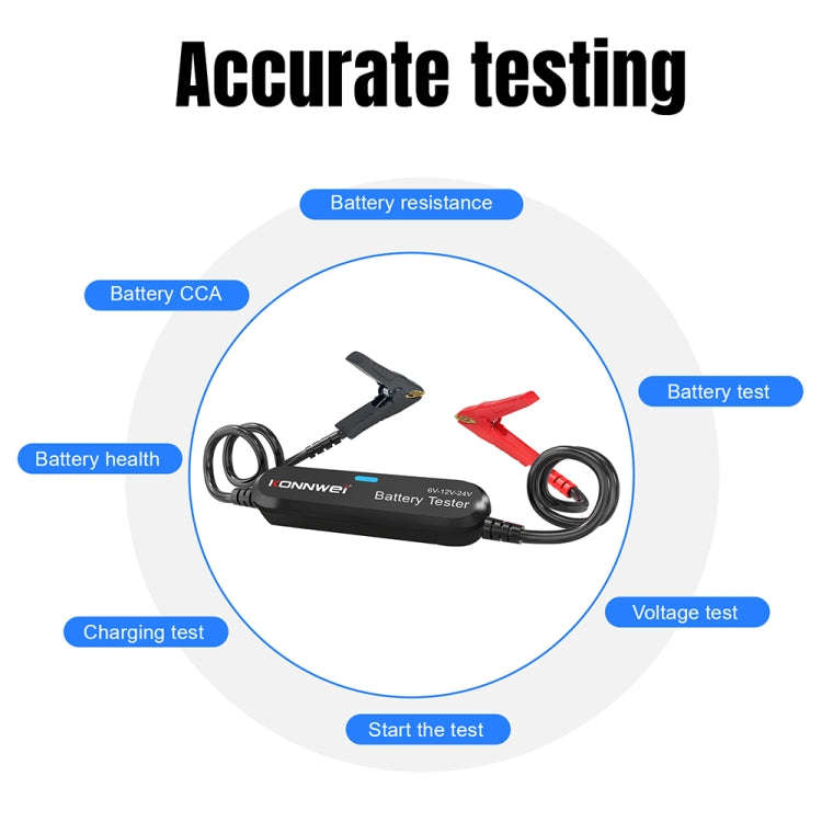 KONNWEI BK200 6V/12V/24V Car Bluetooth Battery Tester(Black)