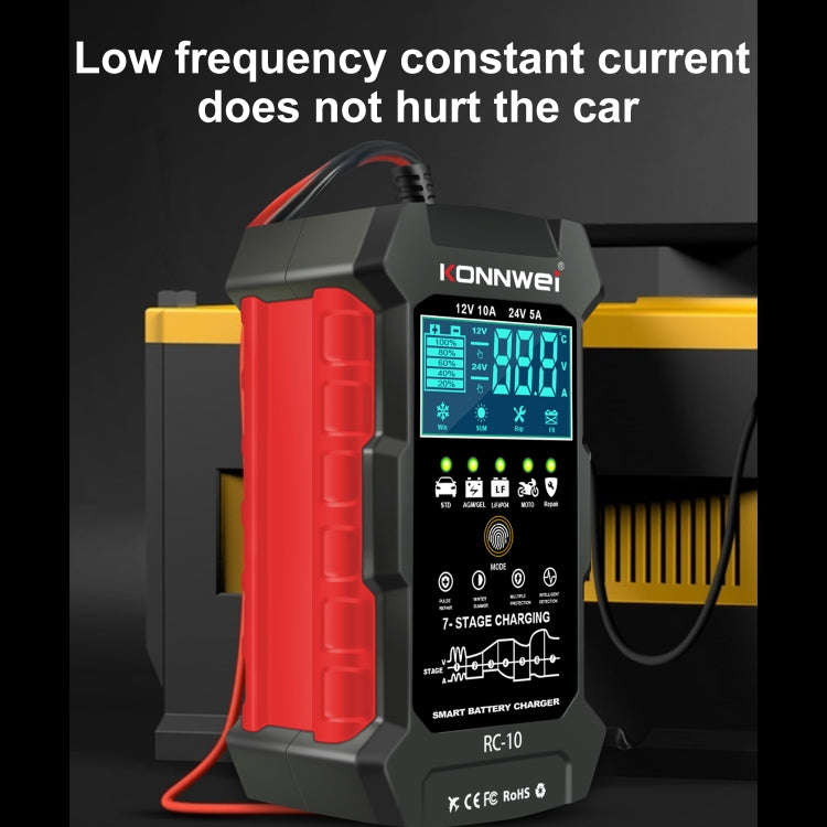 KONNWEI RC-10 2 inch Car Battery Charger Battery Pulse Repair Tool, Plug Type:US Plug