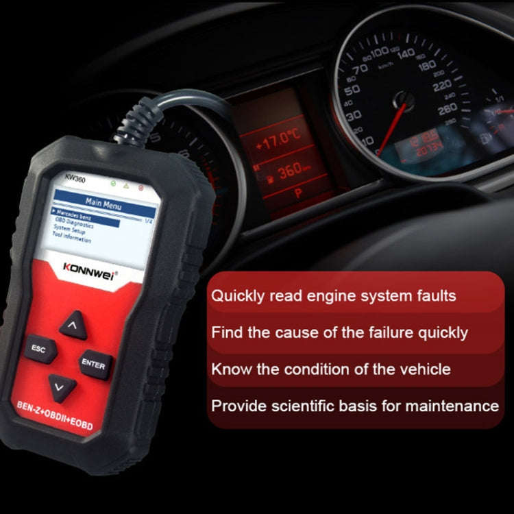 For Mercedes Benz KONNWE KW360 2.4 inch OBD2 Car Fault Detector
