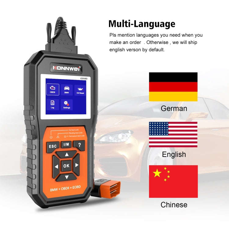 For BMW KONNWE KW480 2.8 inch Color Screen OBD2 Car Fault Detector