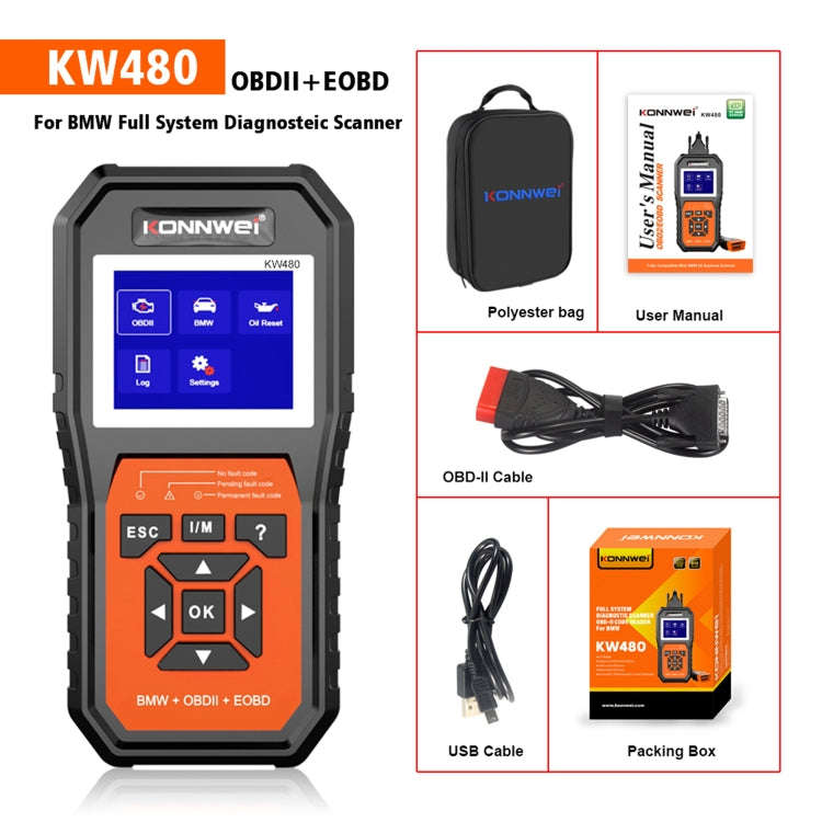 For BMW KONNWE KW480 2.8 inch Color Screen OBD2 Car Fault Detector