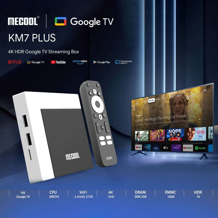MECOOL KM7 Plus Android 11 Smart TV Set Top Box, Amlogic S905Y4 Quad Core, 2GB+16GB, Plug Type:US...