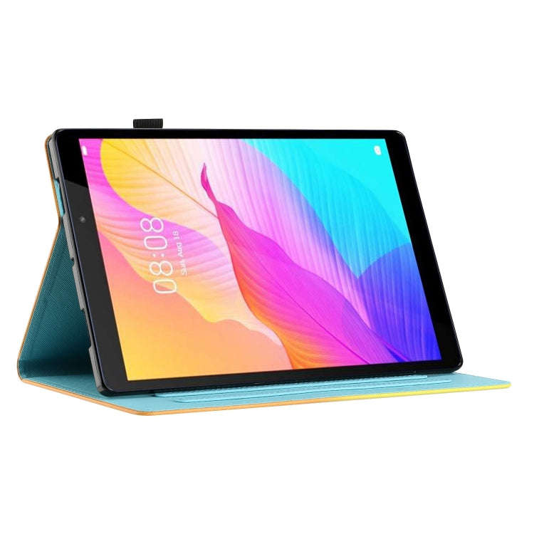 For Honor Pad 6 / X6 / Huawei MatePad T10 / T10S Stitching Gradient Leather Tablet Case(Orange Ye...