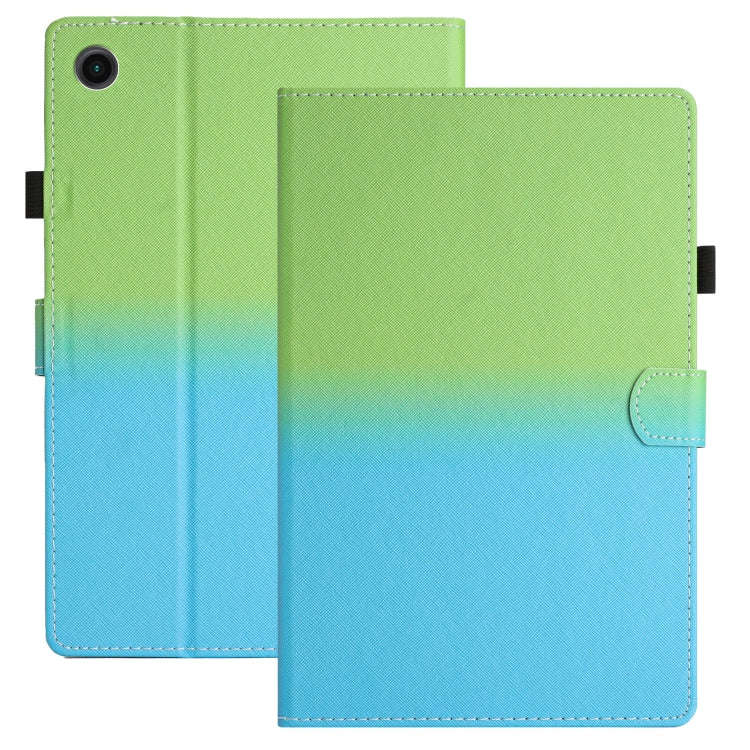 For Honor Pad 6 / X6 / Huawei MatePad T10 / T10S Stitching Gradient Leather Tablet Case(Green Blue)