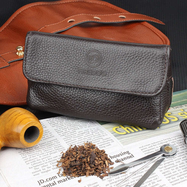 FIREDOG CL07 Portable Handcrafted Cowhide Double Pipe Bag(Brown)