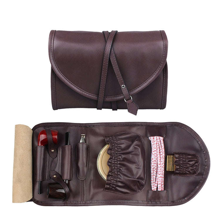 FIREDOG CL08 Leather Pipe Tobacco Storage Bag(Black Brown Rope)