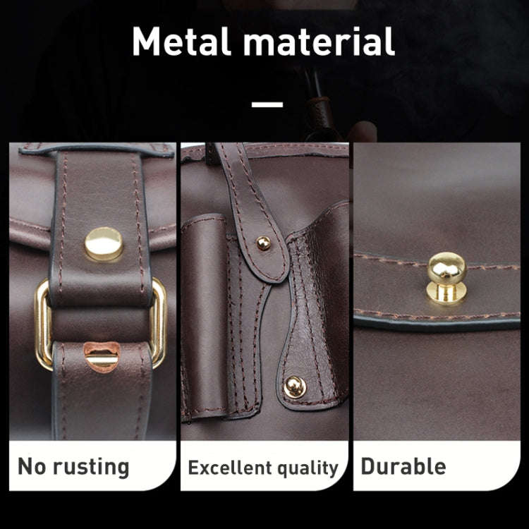 FIREDOG CL08 Leather Pipe Tobacco Storage Bag(Black Brown Rope)