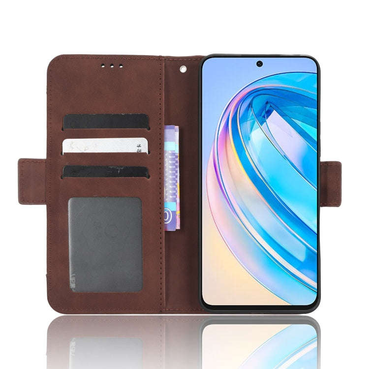 For Honor X8a Skin Feel Calf Texture Card Slots Leather Phone Case(Brown)