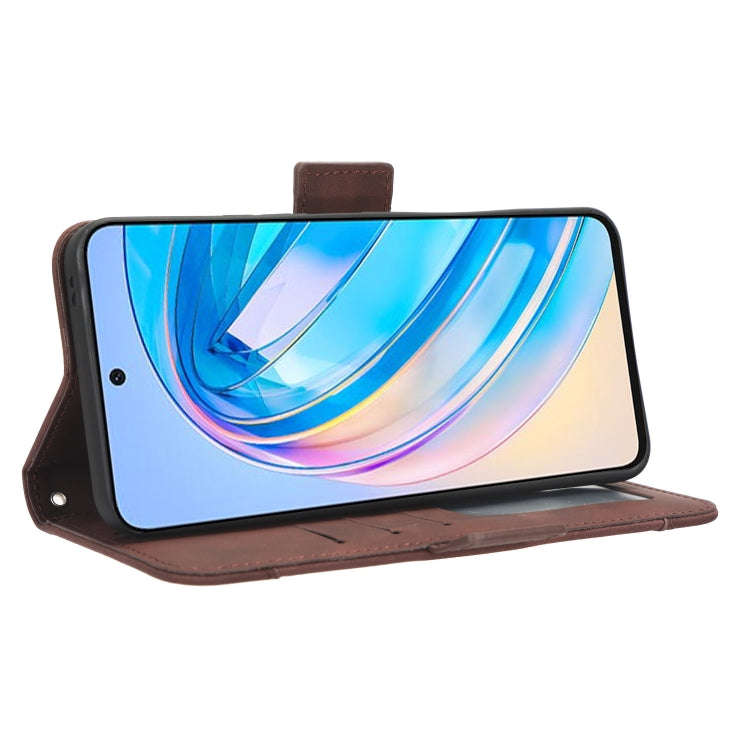 For Honor X8a Skin Feel Calf Texture Card Slots Leather Phone Case(Brown)