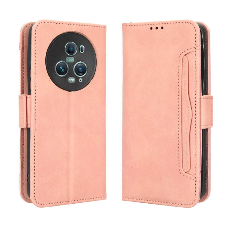 For Honor Magic5 Pro Skin Feel Calf Texture Card Slots Leather Phone Case(Pink)