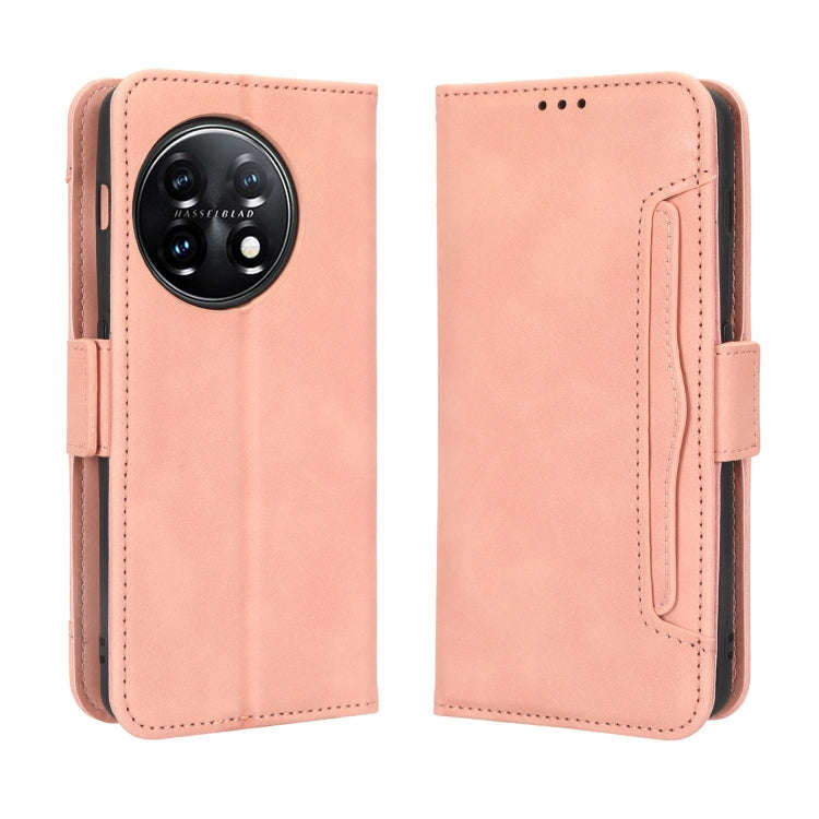 For OnePlus 11R / Ace 2 Skin Feel Calf Texture Card Slots Leather Phone Case(Pink)