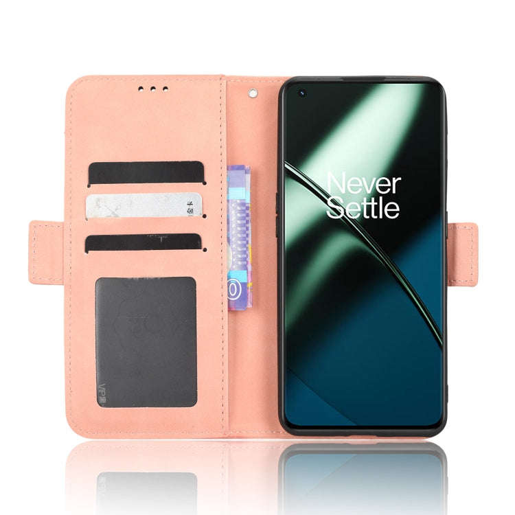 For OnePlus 11R / Ace 2 Skin Feel Calf Texture Card Slots Leather Phone Case(Pink)