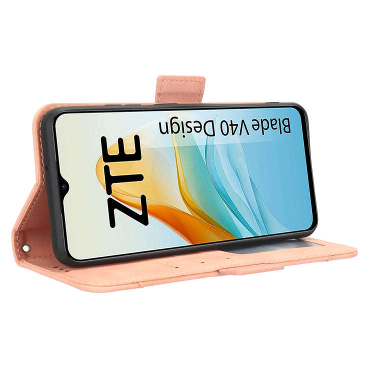 For ZTE Blade V40 Design Skin Feel Calf Texture Card Slots Leather Phone Case(Pink)