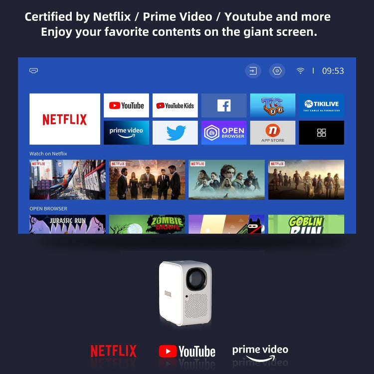 MECOOL KP2 1920x1080P 600ANSI Lumens Portable Mini LED Smart Projector(US Plug)