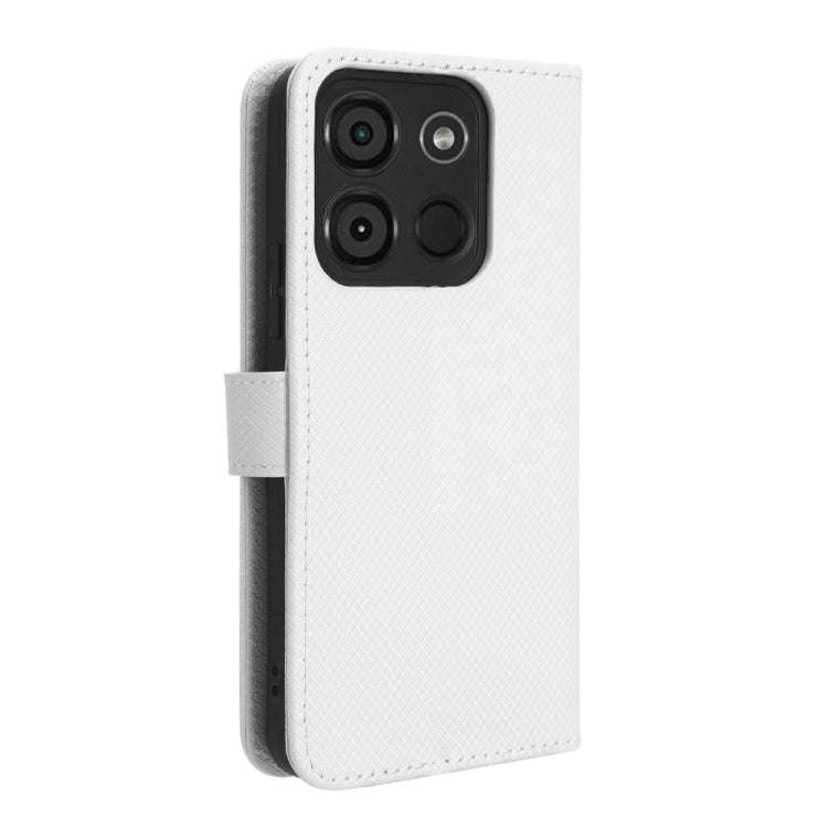 For Itel A60 Diamond Texture Leather Phone Case(White)