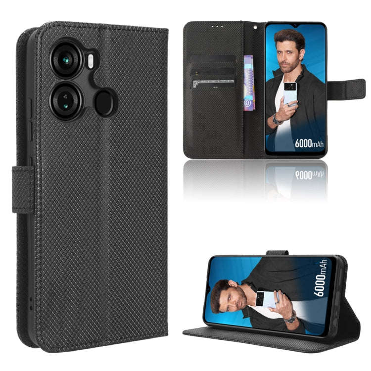 For Itel P40 Diamond Texture Leather Phone Case(Black)